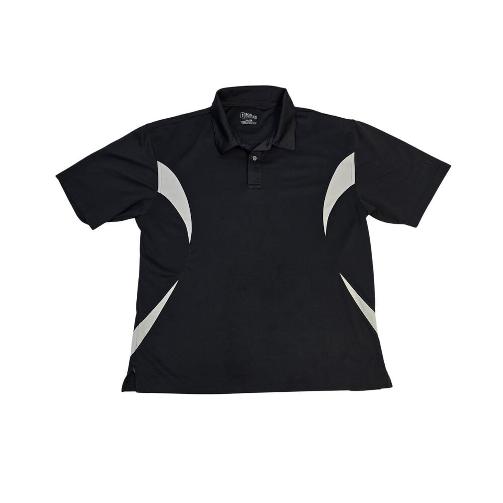 PGA TOUR Men’s XL Black Performance Golf Polo Shirt Colorblock Short Sleeve